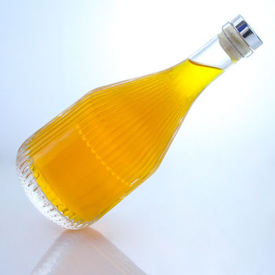 Glass Round Shape 500ml Rum Vodka Whisky Tequila Gin Bottle with Cork Cap