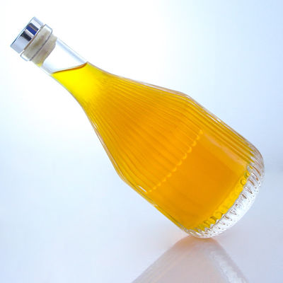 Glass Round Shape 500ml Rum Vodka Whisky Tequila Gin Bottle with Cork Cap