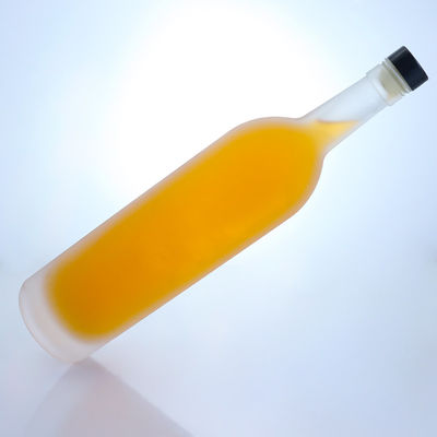Glass Collar 750ml Classic Frosted Empty Clear Flint Gin Rum Champagne Brandy Whisky Liquor Bottle with Cork