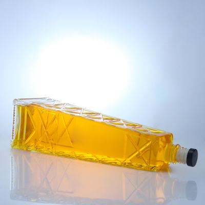 Clear Unique Shaped 700ml 75cl Embossed Super Flint Rum Vodka Whisky Glass Bottle With Screw Cap