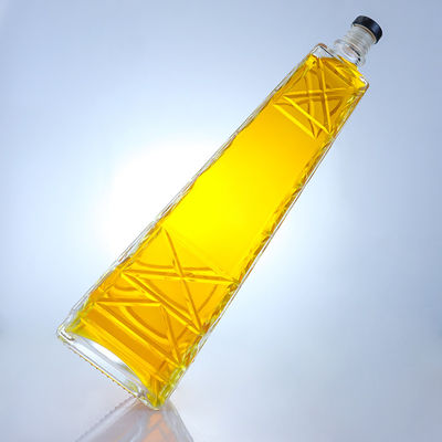 Clear Unique Shaped 700ml 75cl Embossed Super Flint Rum Vodka Whisky Glass Bottle With Screw Cap