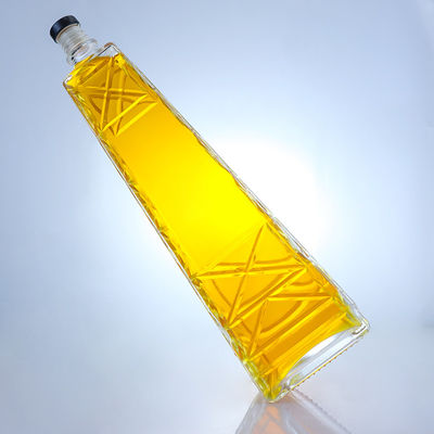 Clear Unique Shaped 700ml 75cl Embossed Super Flint Rum Vodka Whisky Glass Bottle With Screw Cap