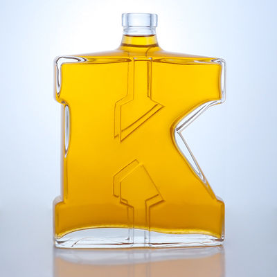 750ml Clear Flint Glass Bottle Unique Shaped for Gin Rum Champagne Brandy Whisky