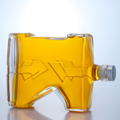 750ml Clear Flint Glass Bottle Unique Shaped for Gin Rum Champagne Brandy Whisky