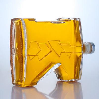 750ml Clear Flint Glass Bottle Unique Shaped for Gin Rum Champagne Brandy Whisky
