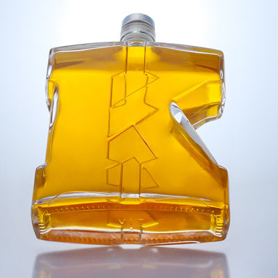 750ml Clear Flint Glass Bottle Unique Shaped for Gin Rum Champagne Brandy Whisky