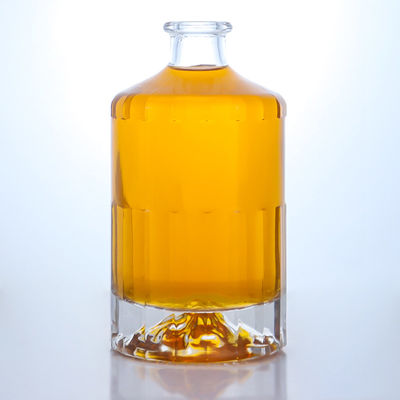 Whisky Liquor Glass Bottle with Unique Shape and T-Cork Closure