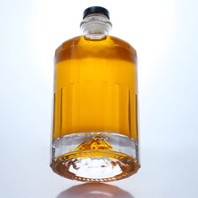 Whisky Liquor Glass Bottle with Unique Shape and T-Cork Closure