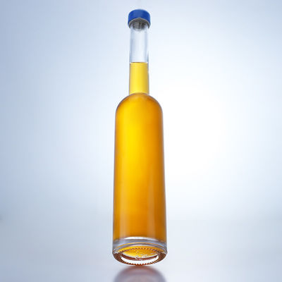 Clear Flint Glass Collar 500ml Long-neck Bottle for Gin Rum Champagne Brandy Whisky