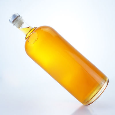 Tequila Vodka Rum Whisky Liquor Glass Bottle with Cork 1000ml High Flint Cylinder Shape