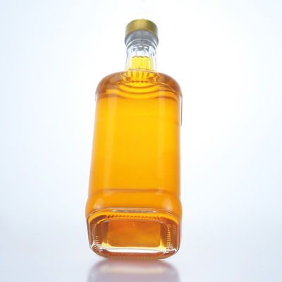 Whisky Collar Material Glass 750ml Liquor Glass Bottle with Unique Shape and Cork