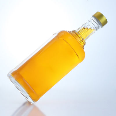 Whisky Collar Material Glass 750ml Liquor Glass Bottle with Unique Shape and Cork