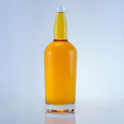 Customized Logo 750ml Clear Flint Round Glass Bottle for Gin Rum Champagne Liquor