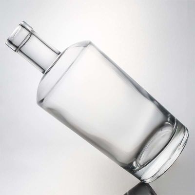 Collar Material Glass 750ml Round Shaped Clear Flint Bottle for Customized Gin Rum