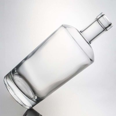 Collar Material Glass 750ml Round Shaped Clear Flint Bottle for Customized Gin Rum