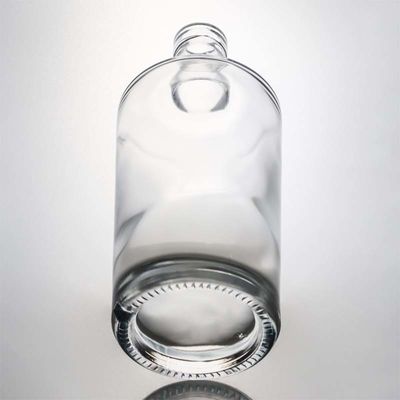 Collar Material Glass 750ml Round Shaped Clear Flint Bottle for Customized Gin Rum