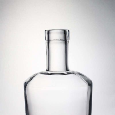Collar Material Glass 750ml Round Shaped Clear Flint Bottle for Customized Gin Rum