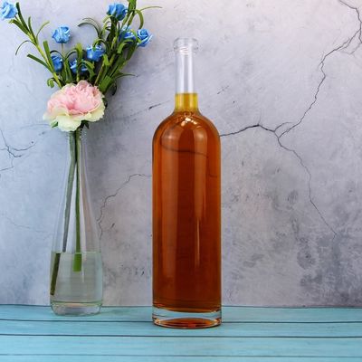 Glass Liquor Bottle Round 75cl Bottle For Cork Cap Type 1000ml 1750ml Collar Material