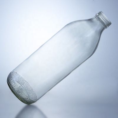 Clear 1020ml Glass Bottles with Screw Cap and Unique Shape