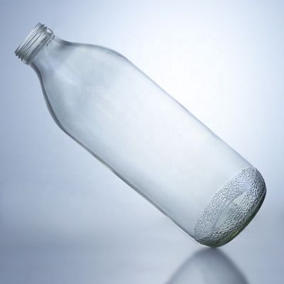 Clear 1020ml Glass Bottles with Screw Cap and Unique Shape