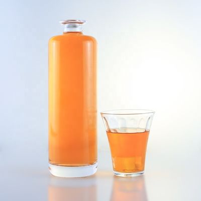750ml Unique Round Flint Glass Bottle with Customized Logo and Cork