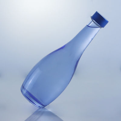 Glass Collar Unique Design 2022 Empty Blue Clear Bottle for Gin Whisky Rum Tequila Brandy