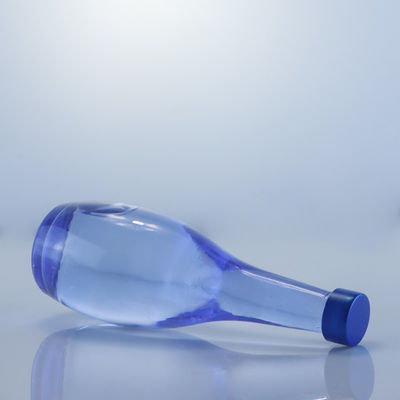 Glass Collar Unique Design 2022 Empty Blue Clear Bottle for Gin Whisky Rum Tequila Brandy