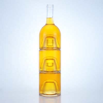 Elegant 500ml 750ml 1000ml Flint Glass Spirit Bottle for Whisky Vodka Champagne Tequila