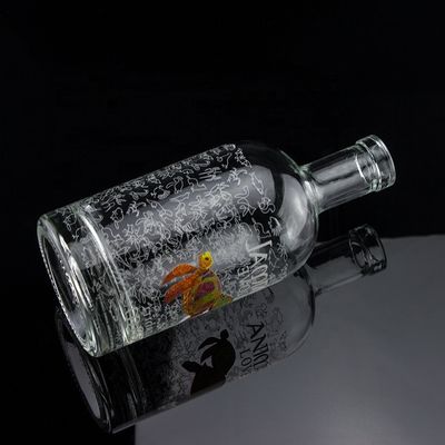 Flint Glass 2022 Design Clear Decal Glass Bottle for Gin Whisky Rum Tequila Brandy
