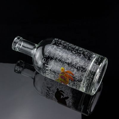 Flint Glass 2022 Design Clear Decal Glass Bottle for Gin Whisky Rum Tequila Brandy