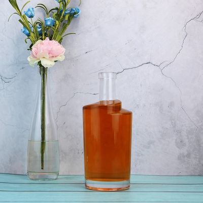 Thick Bottom Customized Glass Base Material Liquor Bottles for Vodka Gin Rum Champagne