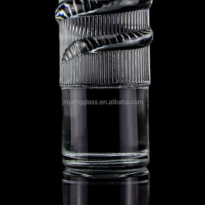 Luxury Embossed Glass Bottle 750ml 1000ml Clear Flint Gin Rum Champagne Tequila Whisky Bottle with Cork