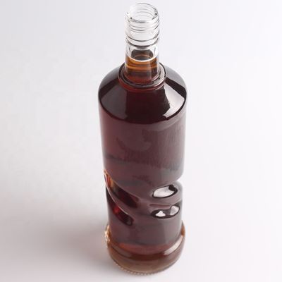 2022 Thick Bottom Embossed Glass Bottle Clear Flint for Gin Whisky Rum Tequila Brandy