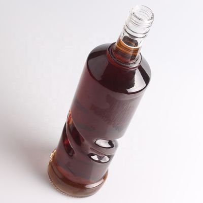 2022 Thick Bottom Embossed Glass Bottle Clear Flint for Gin Whisky Rum Tequila Brandy