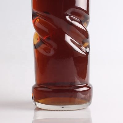 2022 Thick Bottom Embossed Glass Bottle Clear Flint for Gin Whisky Rum Tequila Brandy