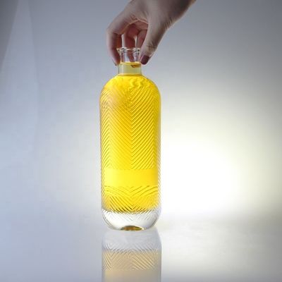 Transparent 750ml Capacity Extra Flint Engraving Glass Bottle With Cork With 500ml Capacity