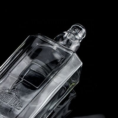 750ml 75cl Super Flint Square Embossed Glass Bottle with Screw Cap Rum Vodka Whisky