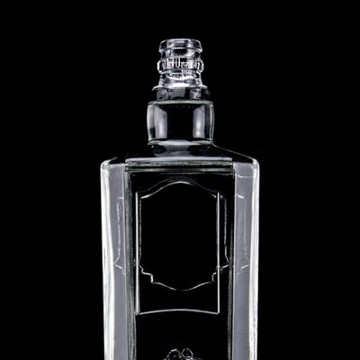 750ml 75cl Super Flint Square Embossed Glass Bottle with Screw Cap Rum Vodka Whisky