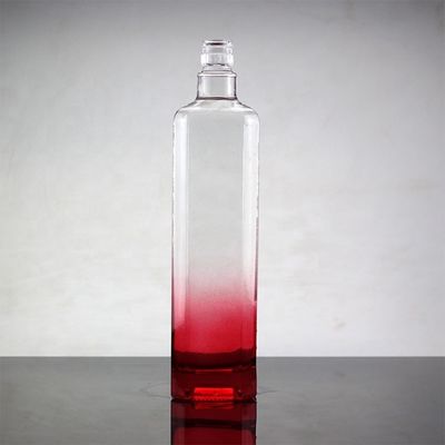 750ml Blue Square Glass Bottle with Gradient Color and Screw Cap Functional Features