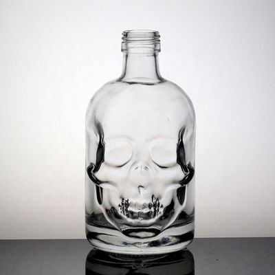 Exquisite Frost Glass Skull Face Bottle For Liquor Decal Surface Handling