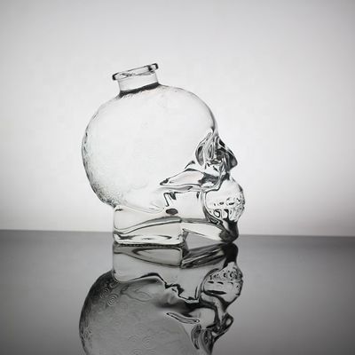 Exquisite Frost Glass Skull Face Bottle For Liquor Decal Surface Handling