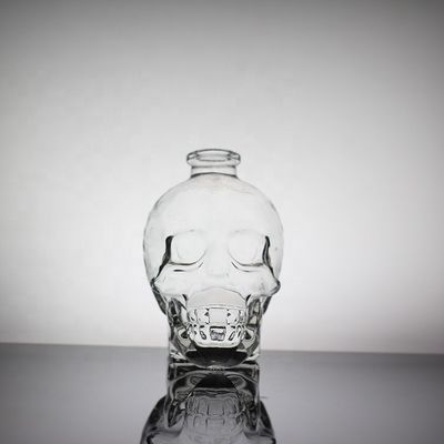Exquisite Frost Glass Skull Face Bottle For Liquor Decal Surface Handling
