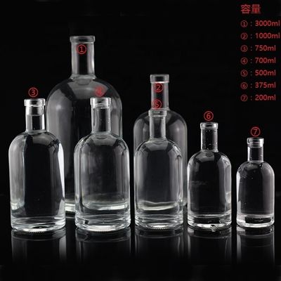 Glass Base Material Vodka Liquor Glass Bottle Different Size For Distilleries