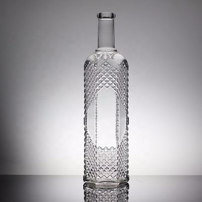 Industrial 750ml Crystal Glass Liquor Bottle with Frost/Paint/Printing Decoration