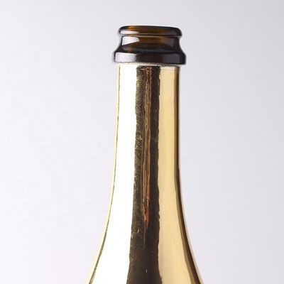 Custom Gold Champagne Glass Bottles With Plastic Cap for Made of Glass Body Material