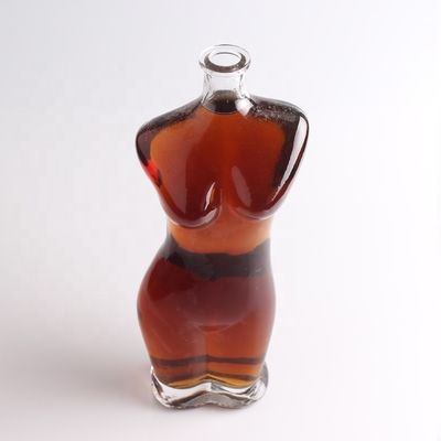 Glass Collar 75cl Lady Body Shaped Glass Bottle for Wine Liquor Vodka Creative Design