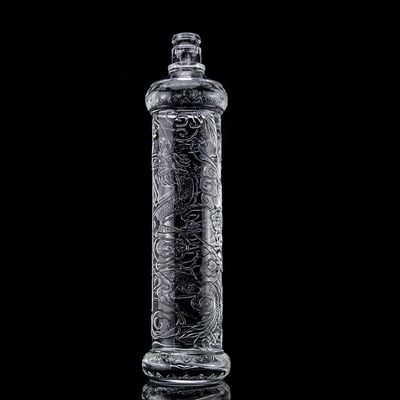 Beautiful Dragon Embossed Glass Bottle With Golden Lid Customized Logo and Glass Base