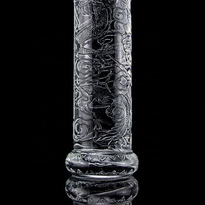 Beautiful Dragon Embossed Glass Bottle With Golden Lid Customized Logo and Glass Base