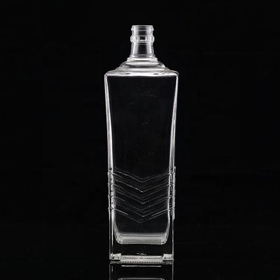 Clear or Customized Glass Bottle 250ml 500ml 700ml 750ml Square Glass Liquor Bottle