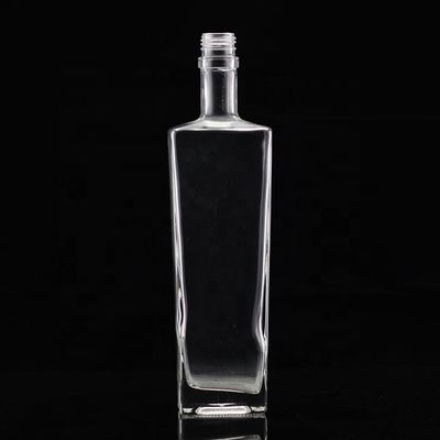 Clear or Customized Glass Bottle 250ml 500ml 700ml 750ml Square Glass Liquor Bottle